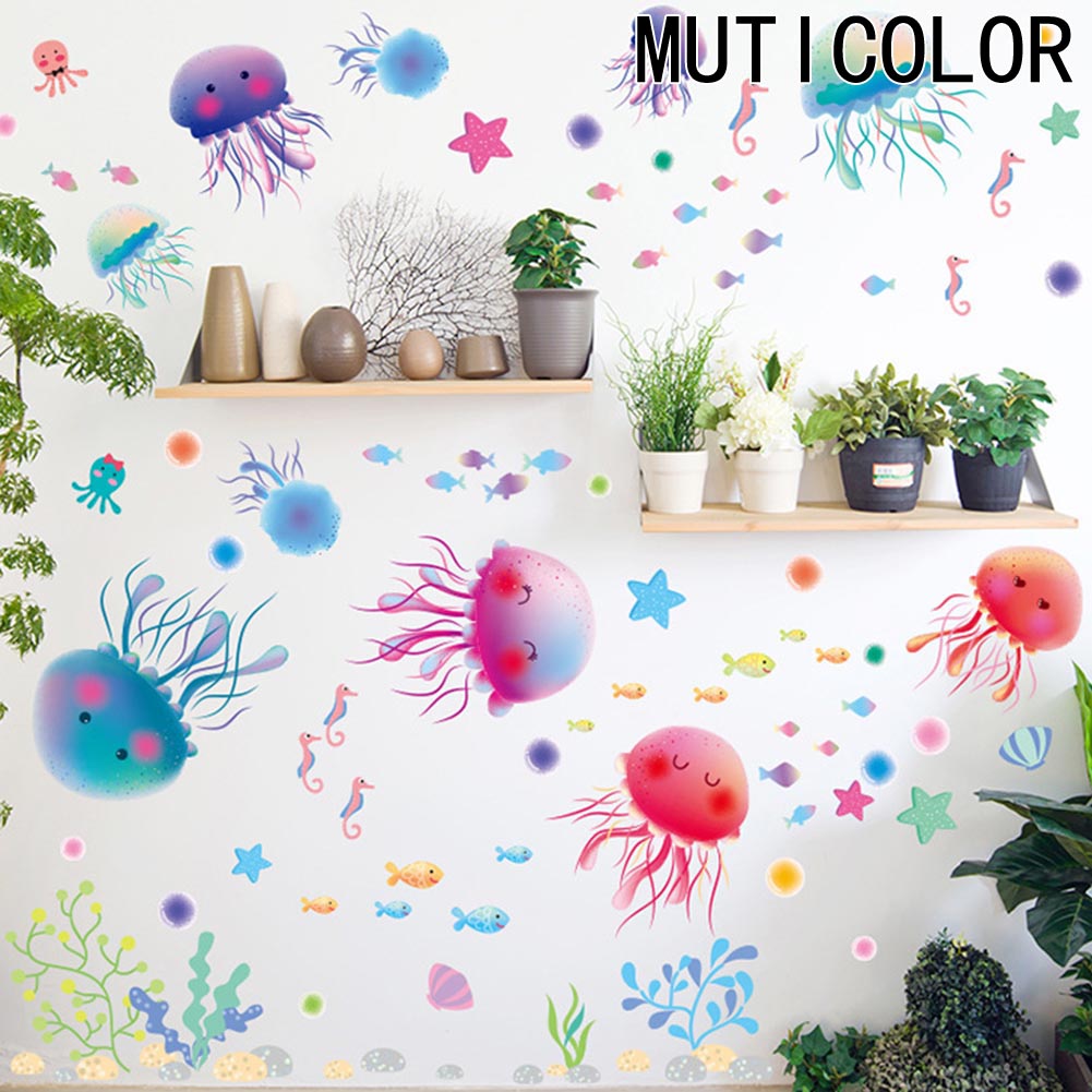 Autocollants muraux 3D de mer Jellyfish | , sur le mur, pour enfants, chambres, salle de bain, décoration en vinyle, bricolage, Stickers de décoration