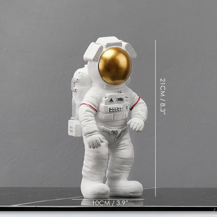 Figurine astronaute blanche cosmonaute Figurines lune Statue espace homme Sculpture décoration de la maison Miniatures ornement de table pour les enfants: A Gold