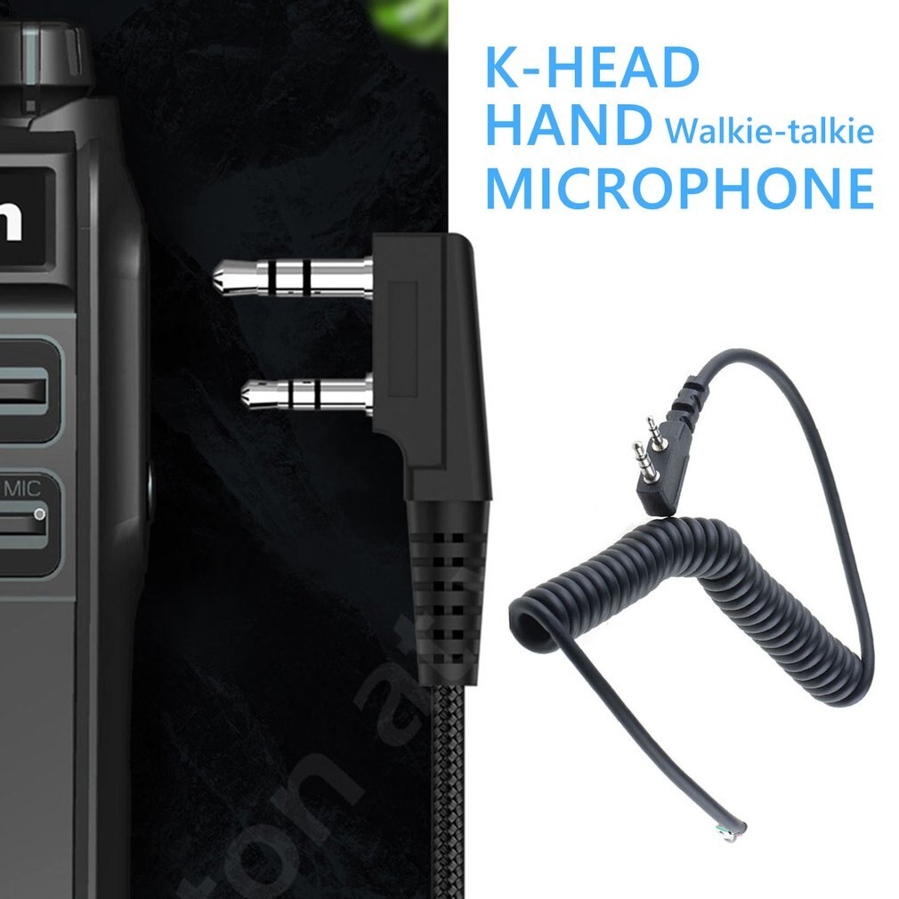 DIY K Head 2 pin 4 Wire Mic Microphone Speaker Cable Spring Line for Baofeng UV5R UV-5R For Kenwood TK370 Walkie Talkie