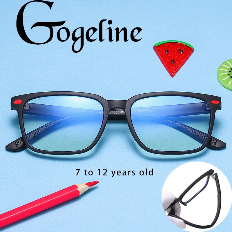 Kids Anti Blue Light Square Glasses TR90 Frame for Boy Girl Clear Lenses UV400 Computer Children Eyeglasses