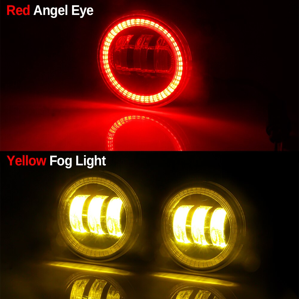 2 x angel eye dimljus för citroen  c6 c4 c5 c3 ds4 ds3 ds5 xsara c-crosser jumpy car led lins dimma varselljus drl 12v: Röd och gul