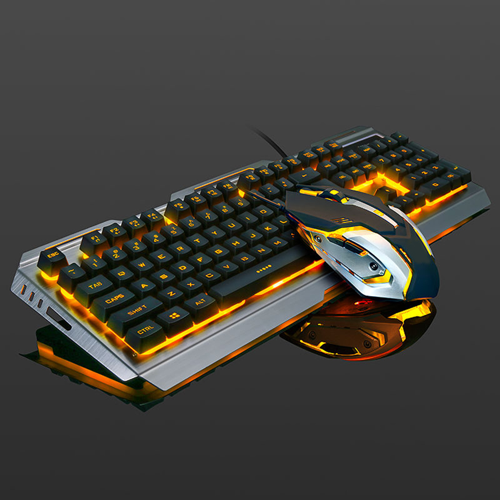 Mechanische Tastatur, Gaming-Tastatur, kabelgebunden, Spielmaus, USB-Gamer-Tastatur, RGB-Licht, Hintergrundbeleuchtung, für Computer, PC, Laptop und Maus-Set