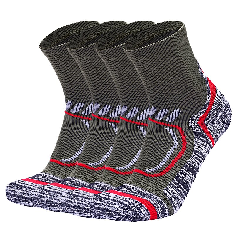 4 Pairs/Lot Combed Cotton Men Socks Hiking Hunting Fitness Gym Mountaineering Socks Breathable Football Cycling Sports Socks: green / 39-42