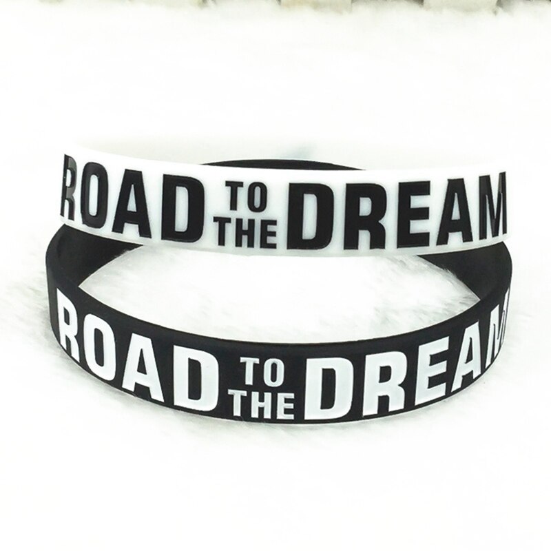 "Road To The Dream""never Give Up"Motivational Bracelets Silicone Rubber Band Elastic Inspirational Bracelets