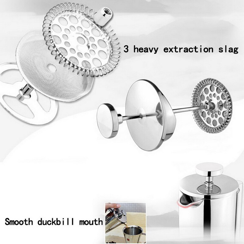 Cafetera de doble pared de acero inoxidable, máquina para café y té con prensa francesa aislada, 350-1000ML, 1 unidad