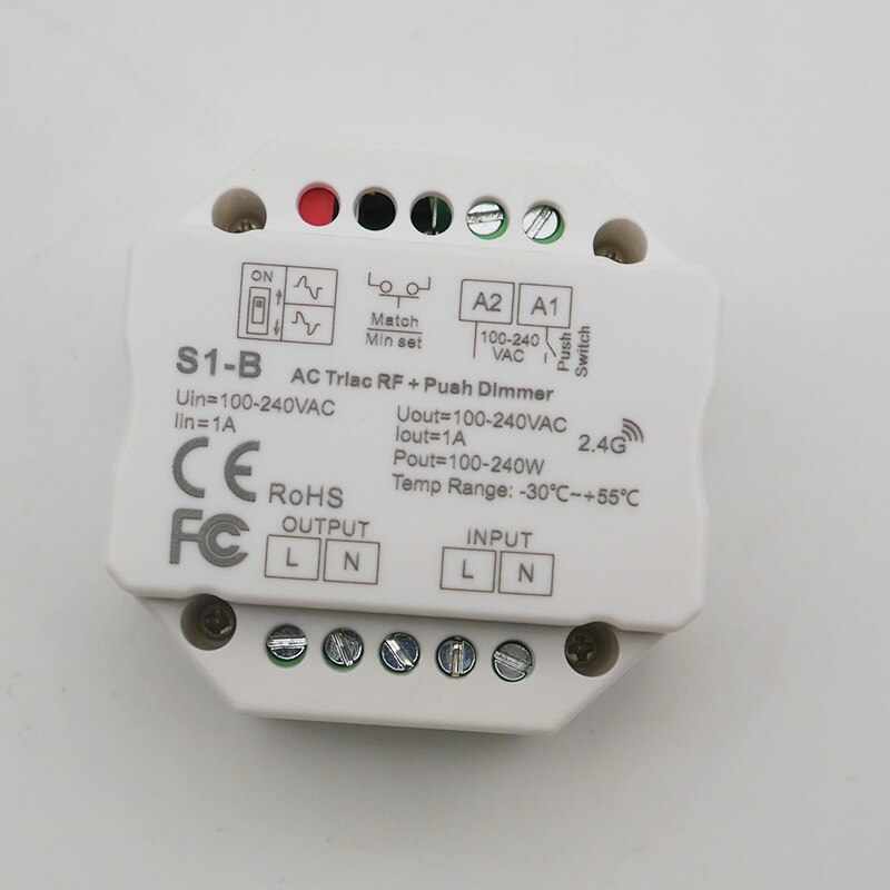 S1-B/SS-B AC Triac RF Smart Switch Output 100-240VAC 1A 240W 1.5A 360W RF smart switch with relay output led controller: S1-B