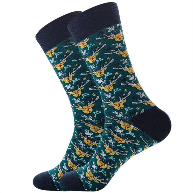 1 paar herren socken Baumwolle socken weihnachten und männer herbst Winter neue jahr Weihnachten baum schnee elch socken froh Mitte socken: 1