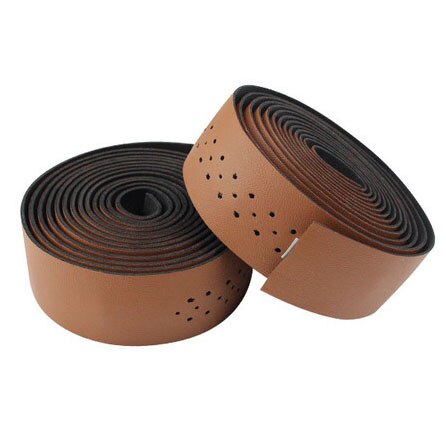 Cinta perforada de cuero PU para manillar de bicicleta, 2 rollos, transpirable, suave, engranaje fijo, accesorio de ciclismo, MICCGIN: TP01-Brown