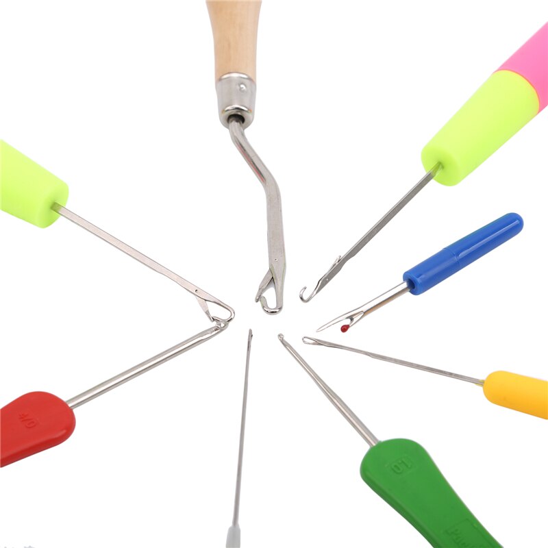 8pcs/Set Crochet Needle Kit Crochet With Tongue Knitting Tools Crochet Stitch Knitting Needles Craft Case Crochet Sewing Tool
