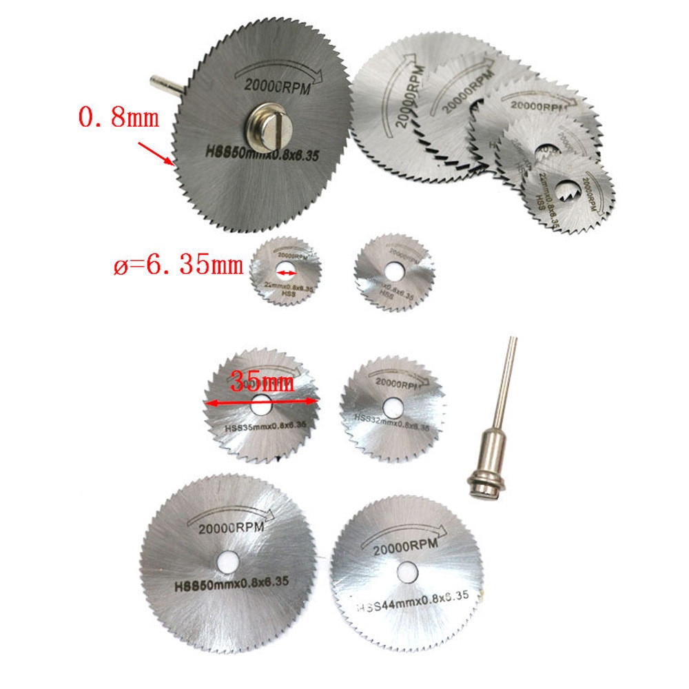 6pcs Mini Circular Saw Discs Blades Hss Metalworking Cutting Saw Disc Wheel Cutting Blades For Drills Rotary Tools + Mandrel 35%