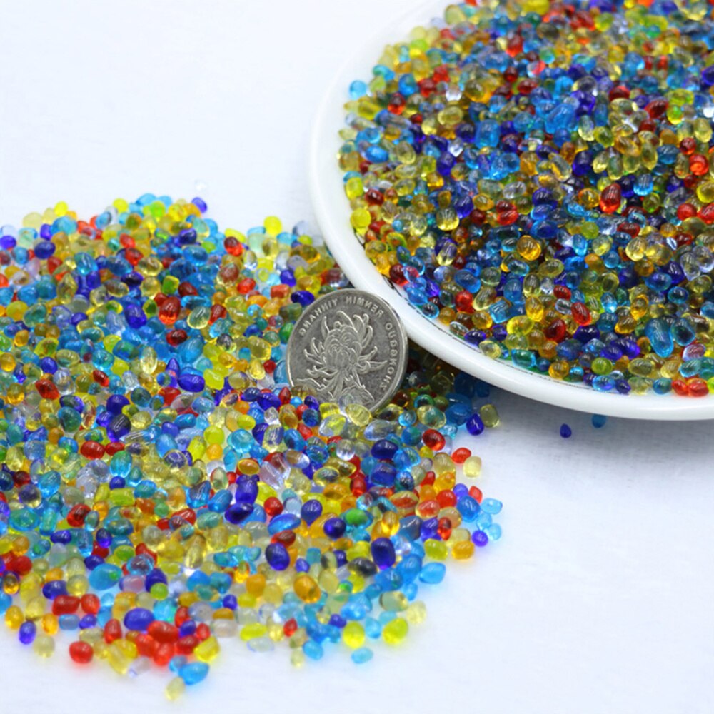 Gravier en verre coloré 500g 3-5mm, cristal pierres glacées, ornement d'aquarium décoratif, pot de fleurs