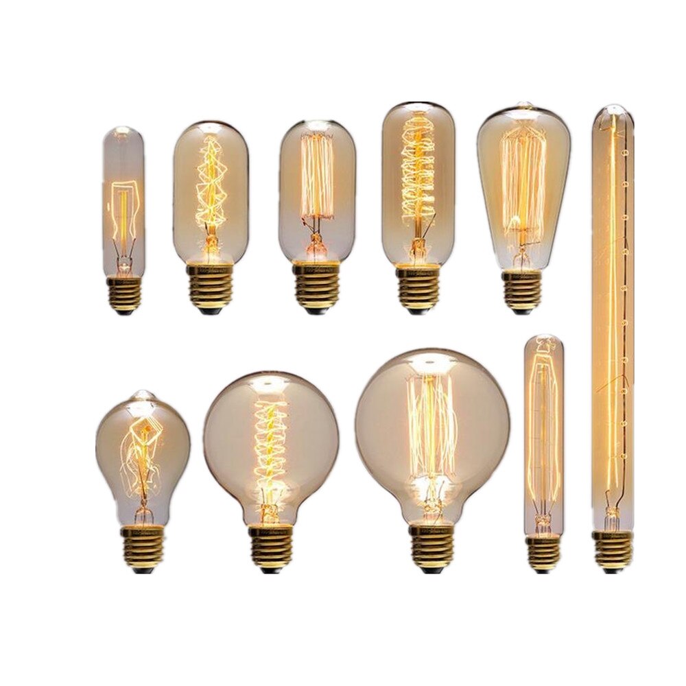 Bombilla Edison E27, 40W, 60W, 220V, A60, BT53, ST64, A19, T45, ST48, ampolla de luz incandescente, lámpara Vintage para decoración de Navidad
