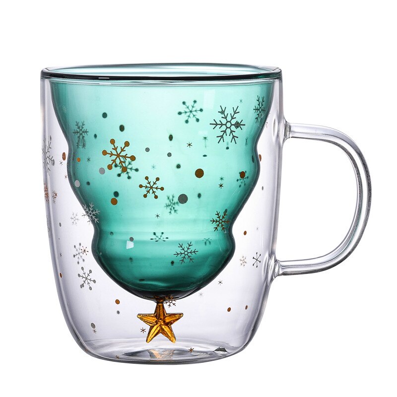Multi-Farbe Weihnachten Baum Bodum Doppel Schichten Glas Kaffee Tasse Teetasse Milch Tee Trinken Becher Beste Weihnachten Präsentieren Zu liebhaber freundlicher: ohne Startseite