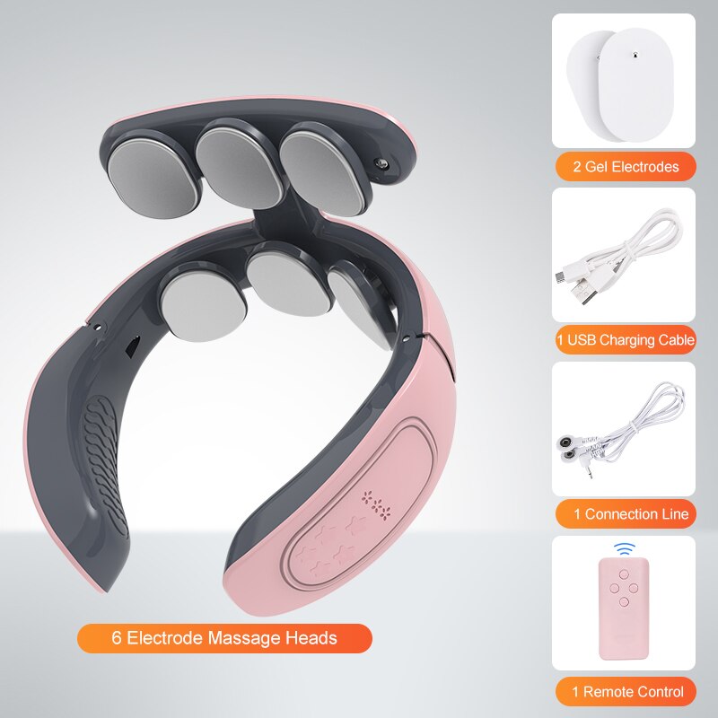 Nakke og ryg massage maskine elektrisk kraftfuld smertelindring varme værktøj cervikal afslapning krop ryghvirvel sundhedspleje massage apparater: Normal kraft-pink