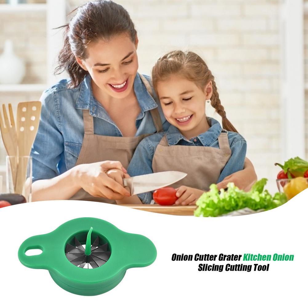 Roestvrij Staal Ui Cutter Raspen Versnipperen Zijde Mes Pruimenbloesem Ui Chopper Groente Hopper Slicer Keuken Gadgets