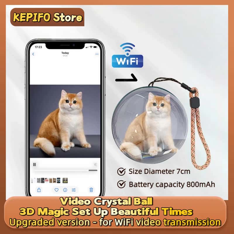 KEPIFO 3D Kristallen Bol Digitale Video Fotoalbum DIY Video Display Glazen Bol Kristallen Bol met Elektronisch Scherm Halloween Cadeau