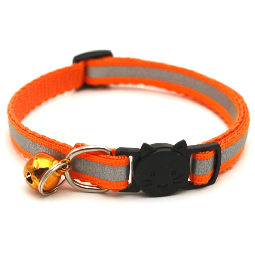 Collier pour chien et chat, sangle de cou, en Nylon réfléchissant, accessoires de laisse, avec cloche colorée pour chiot: Orange