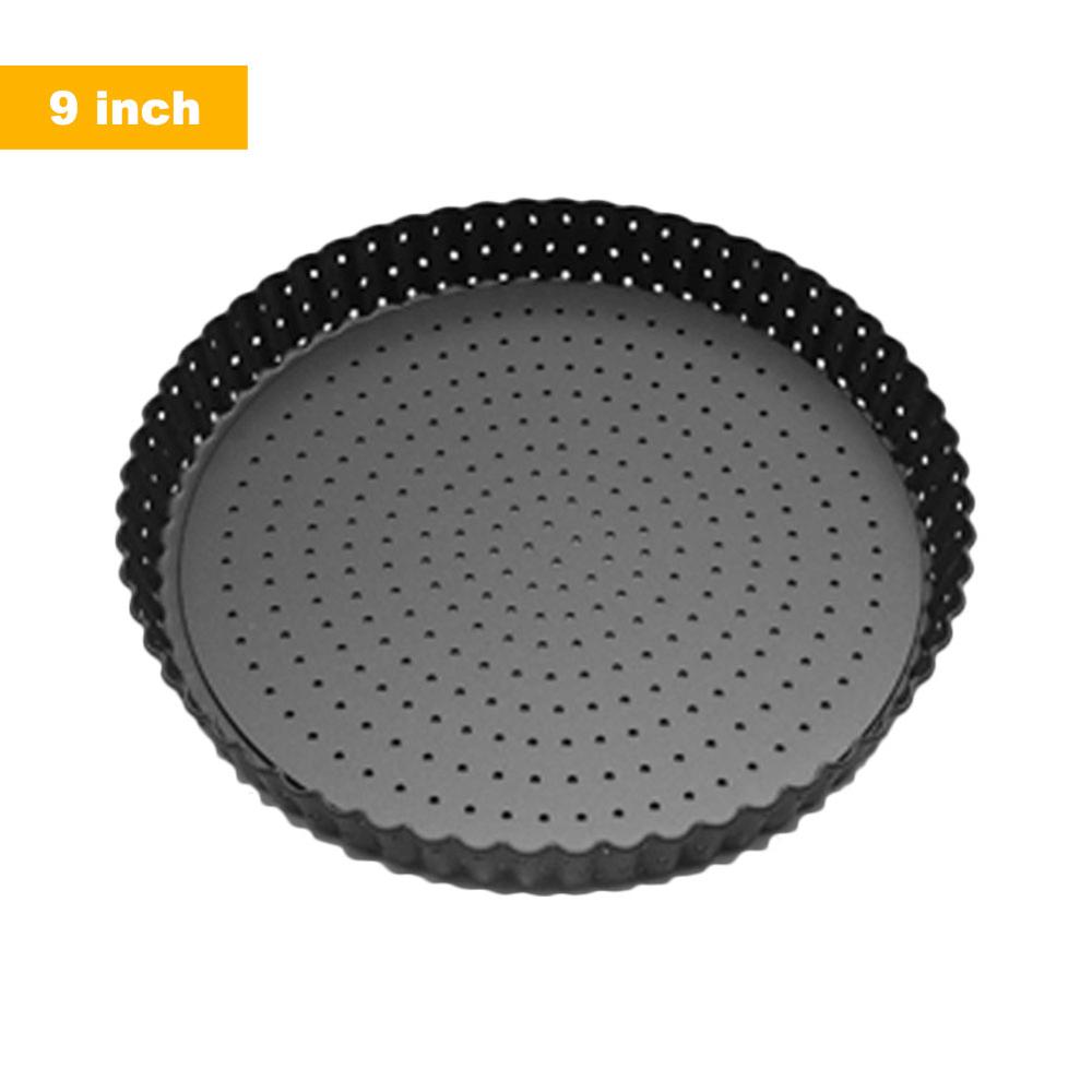 Kulstofstål non-stick gør-det-selv mikroovn pizza bagepande mesh plade plade bagegrej hjem køkken restaurant værktøj: L