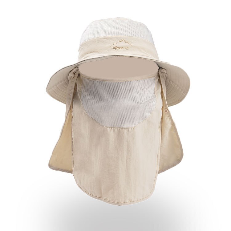 Camoland uv beskyttelse solhat til mænd hurtigtørrende fisker cap cap flap fiske hat aftagelig åndbar spand hatte: Beige