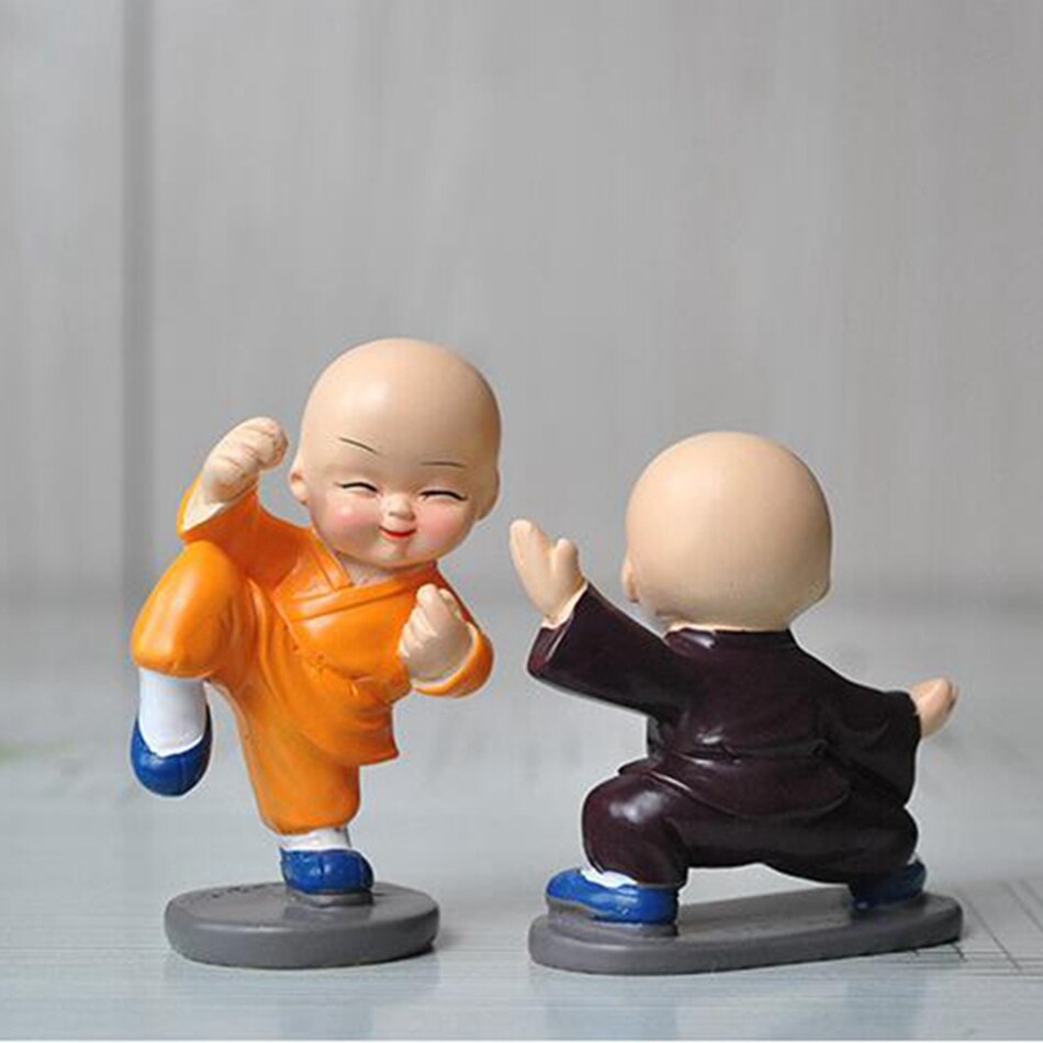 4 stks/partij shaolin tempel Gongfu Boeddhistische Monnik Hars Beeldje Ambachten Thuis Decoratieve Ornamenten Miniaturen Ambachten Creatieve