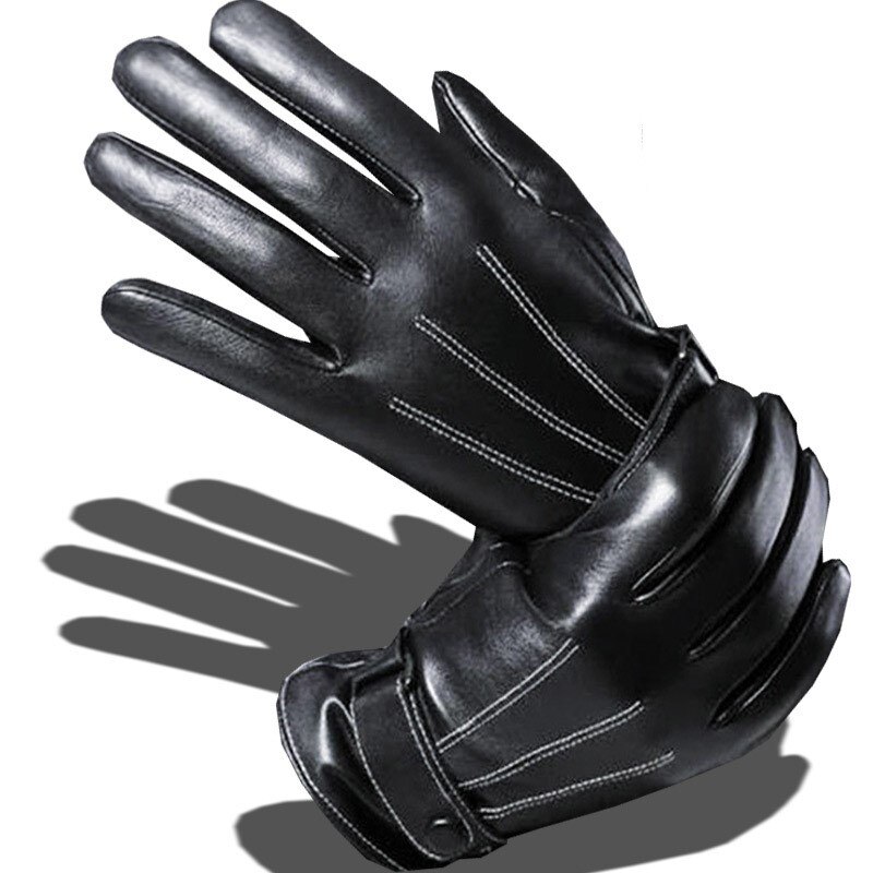 2022 Winter Mannen Zwart Lederen Handschoenen Anti-Slip Touch Screen Outdoor Rijden Warm Winddicht Waterdicht Motorfiets Rijden Handschoenen