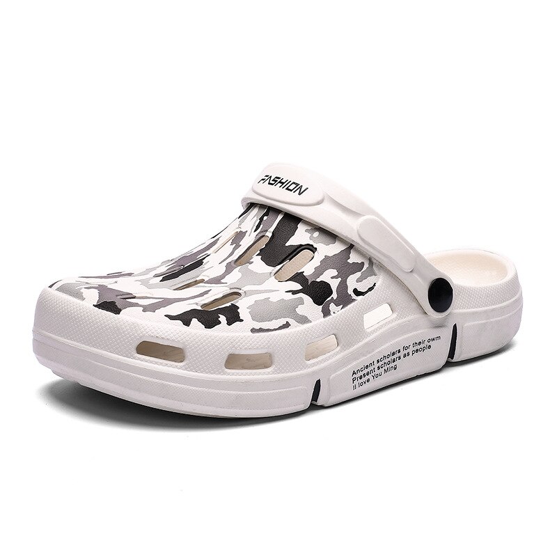outdoor men's sandals man sandal men shoes home slippers beach garden shoe non-slip summer shoes: white / 43