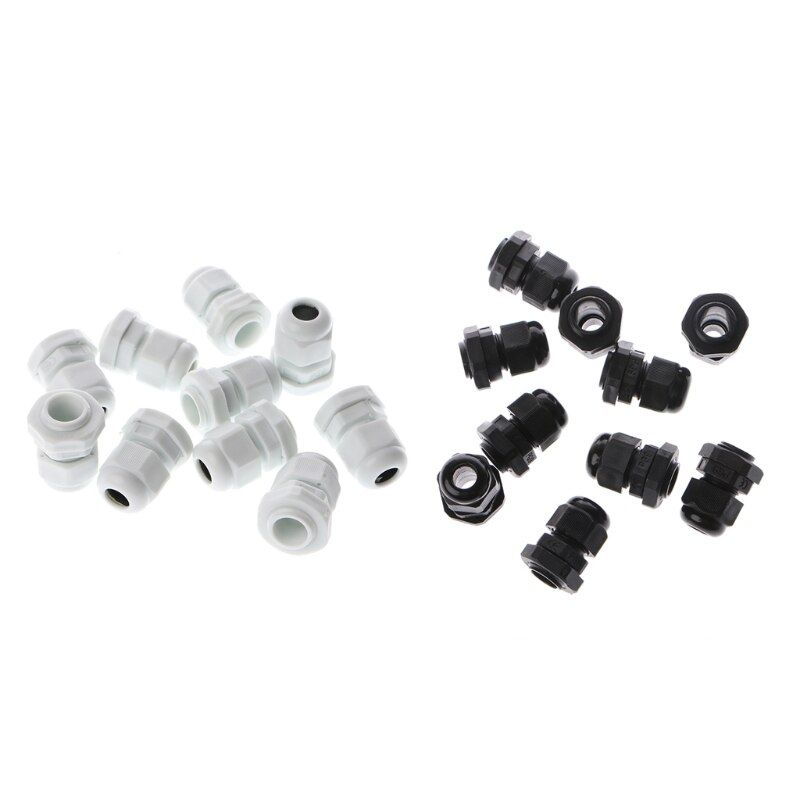 10 stk kabelgjennomføring  pg9 plast vanntett justerbar 3.5 - 8mm skjøter med pakning  m17e