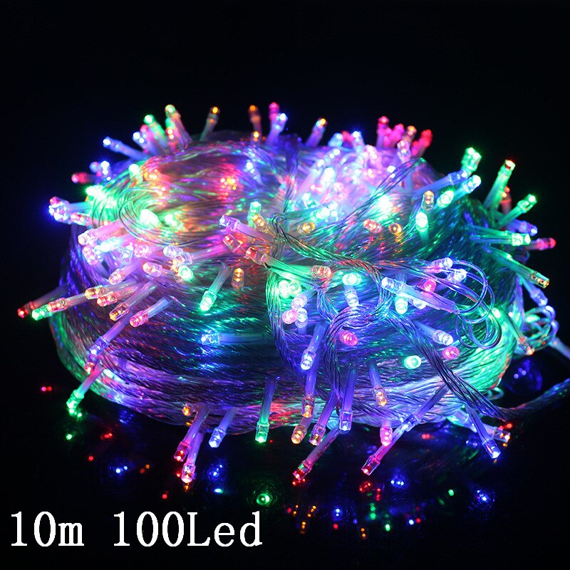 EU/Us-stecker LED Mond Sterne Lampe Weihnachten Girlande Lichterketten Fee Vorhang Licht Für Hochzeit Garten Dekoration: 10m 100led colorful / US-Stecker