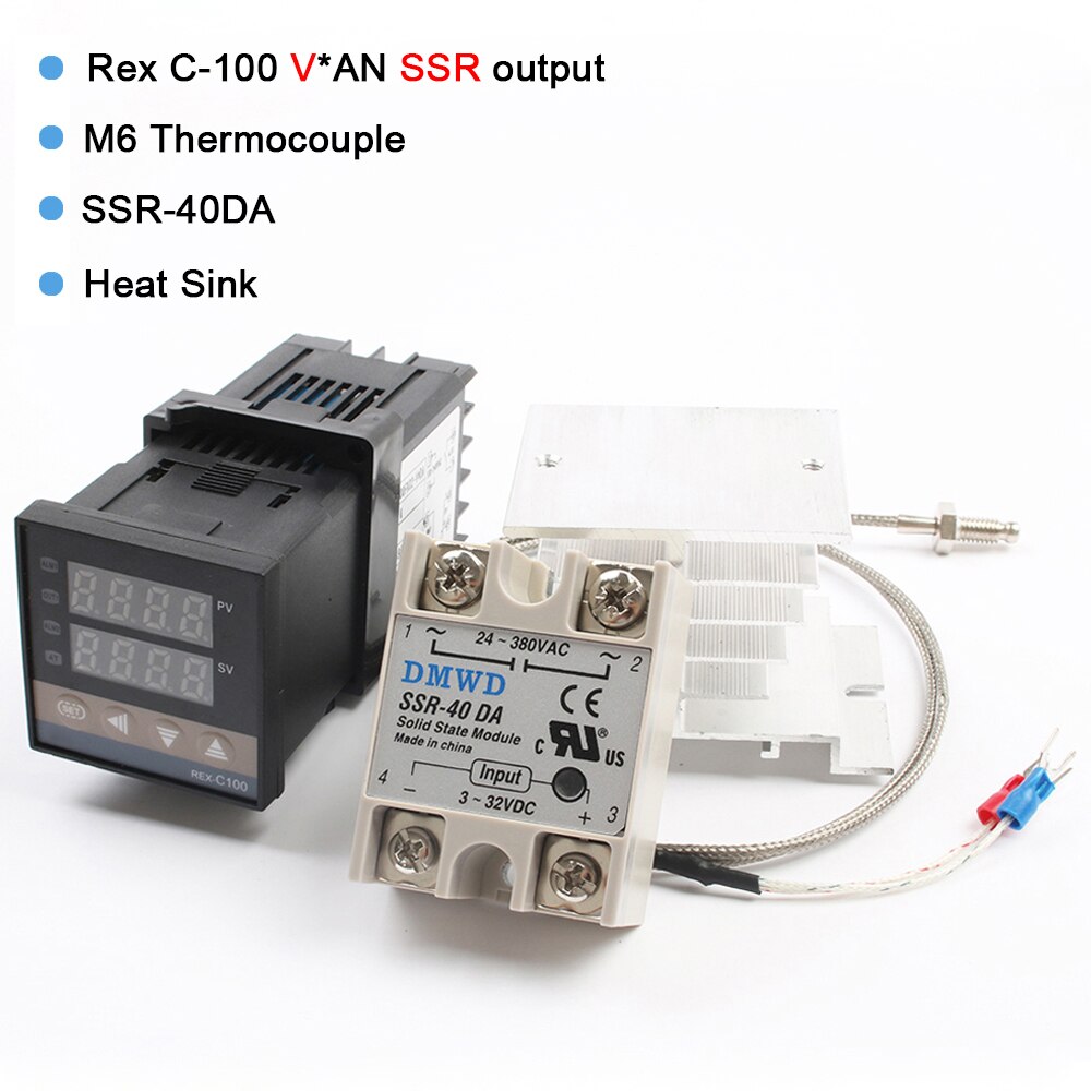 REX-C100 Digital PID Temperature Controller Thermostat SSR output Max40A SSR Relay K Thermocouple Probe RexC-100 110V ~240V: Set 3