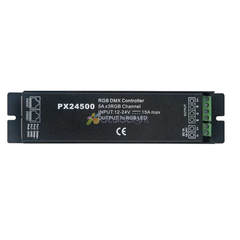PX24500 DMX512/1990 Controller 3 Channels for RGB LED Bulb Light Lamp DC 12V-24V