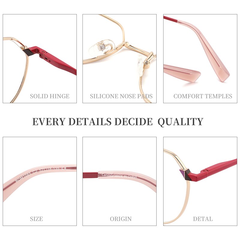 Eyewear Glasses Frame Vintage Women Metal Ultralight Prescription Eyeglasses Retro Optical Myopia Canmila BOM1085