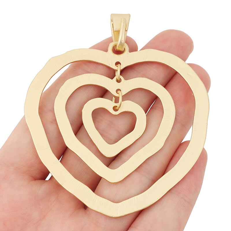 ZXZ 2 stücke Matte Gold Große Hohl Offene Herz Baumeln Herzen Charms Anhänger für Halskette Schmuck, Die Entdeckungen 80x67mm