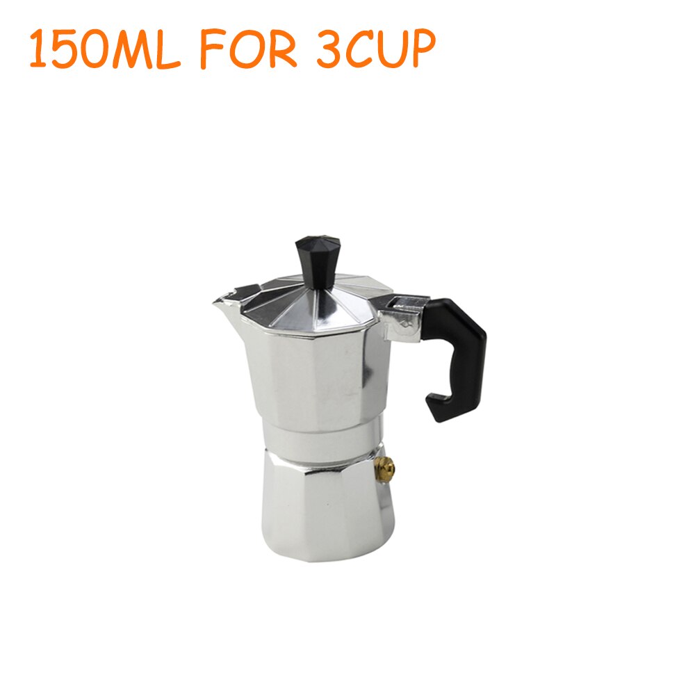 Aluminum Mocha Coffee Pot Stovetop Coffee Maker Coffee Maker Aluminum Mocha Espresso Percolator Pot Coffee Maker: 150ML FOR 3CUP