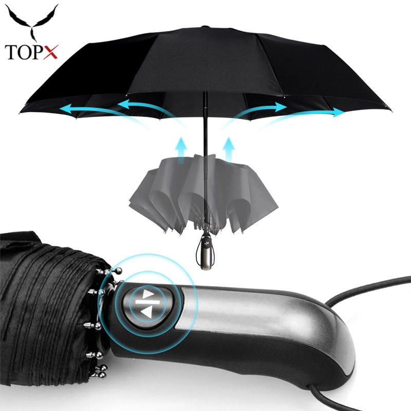 Parapluie de luxe pour hommes et femmes, 10K, entièrement automatique, résistant au vent, pluie, Parasol, grand voyage, Business, voiture,