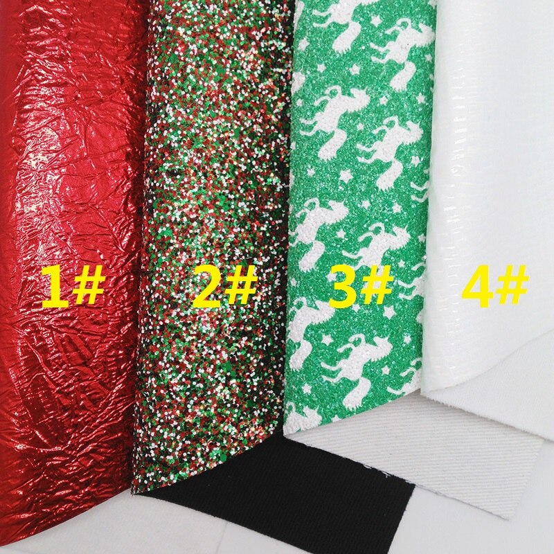 Eenhoorn Gedrukt Glitter Leer, Metallic Faux Leather, kerst Synthetisch Leer Voor Boog A4 21X29Cm Twinkling Ming KM251