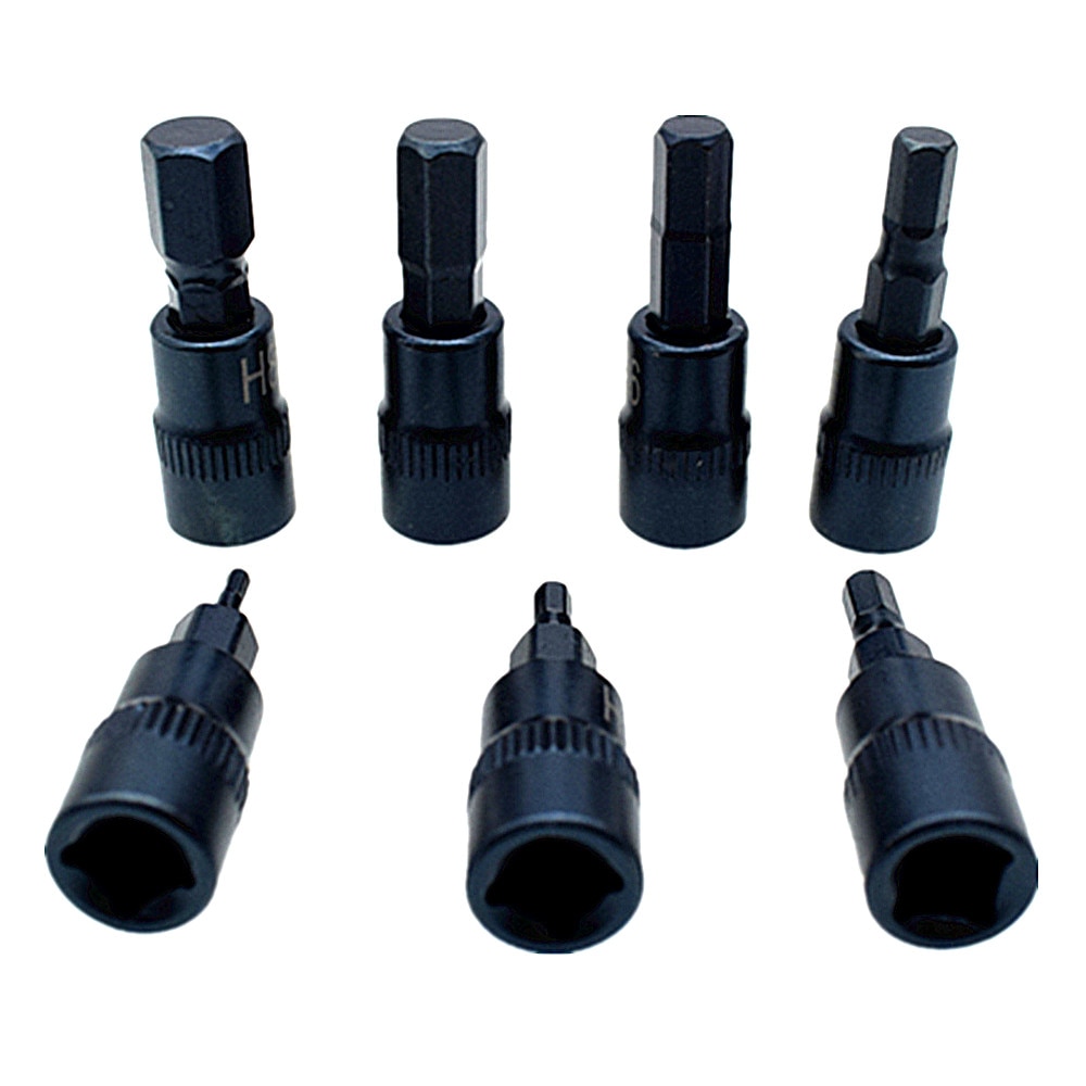 7 Stuk Hex Inbussleutel Bit Socket Set 1/4 "Vierkante Drive H2 H3 H4 H5 H6 H7 H8 Hex schroevendraaier Bits Socket Adapter Gereedschap