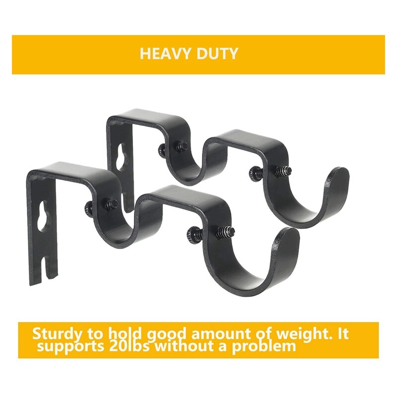 12Pcs Curtain Rod Brackets, Curtain Rod Hanging Brackets, Hang Curtain Brackets For 1Inch And 5/8Inch Rod