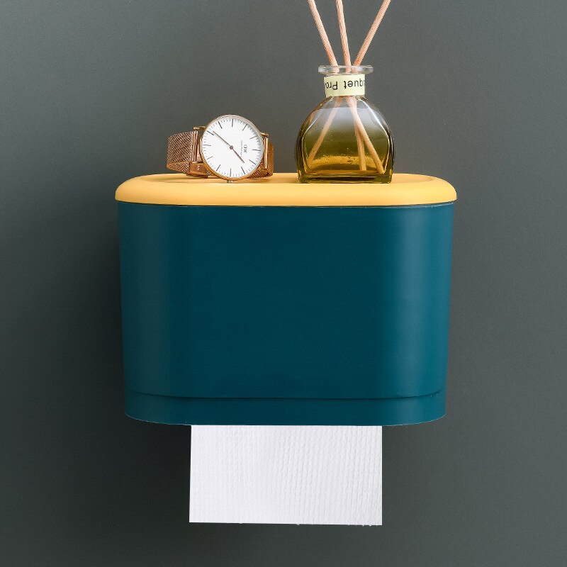 Wall Mounted Toilet Paper Holder Waterproof Toilet Paper Dispenser Bathroom Storage Rack Tissue Box Holder Bathroom Organizer