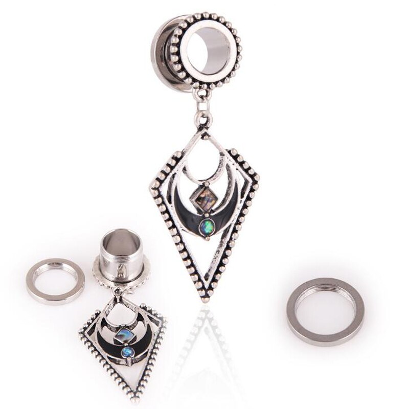 Stainless steel metal ear earrings body piercing earrings opal pendant ear piercing jewelry