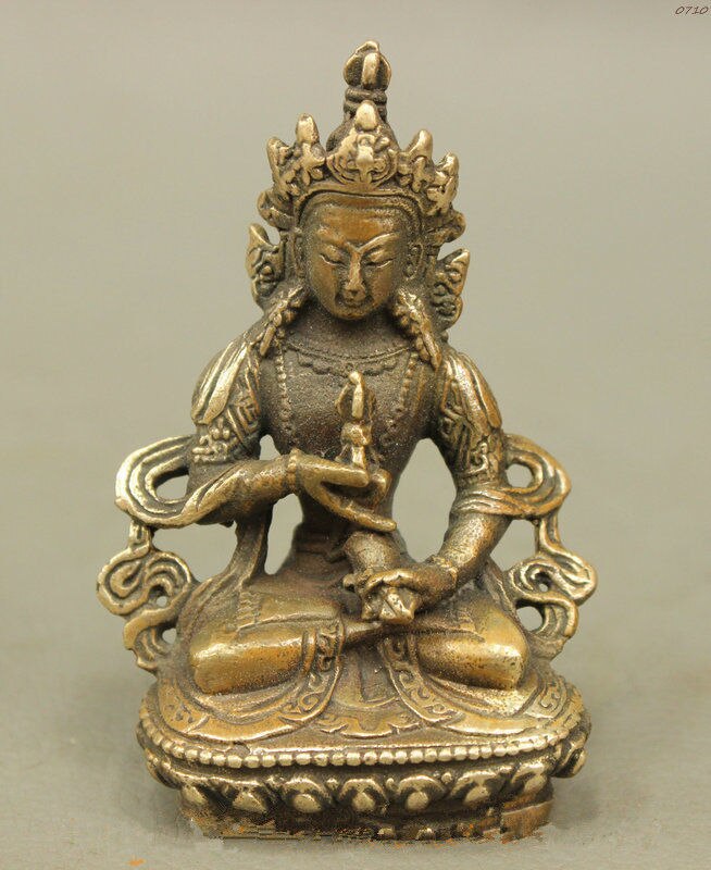 Gratis China's Tibet koper brons Boeddha Vajradhara lotus standbeeld snelle