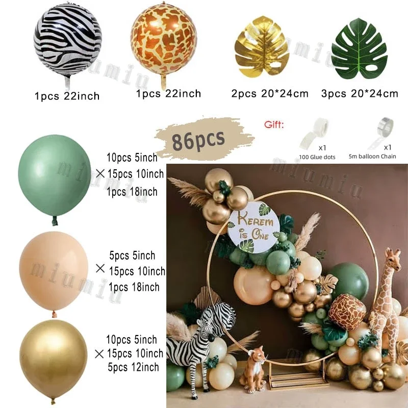 Jungle Safari fête d'anniversaire Animal ballon guirlande arc Kit cerf motif enfant garçon bébé douche décoration Latex ballons fournitures: RUBY