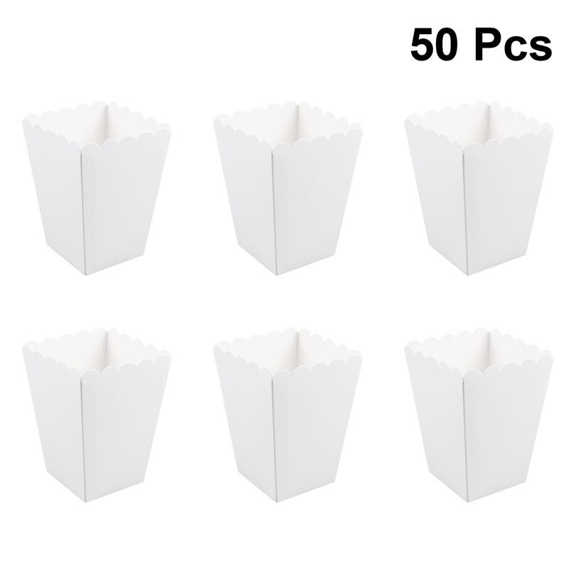 50 Popcorn-Boxen Aus Karton – Silber, Gemustert, 12x7,5 Cm, Für Partys & Süßigkeiten