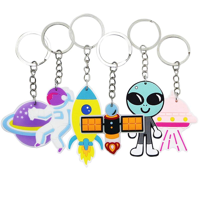 6/12/18/24pcs Space Party Favors Key Chains Astronauts Rockets UFO Aliens Key Chains Solar System Planet Theme Birthday Decors: XL
