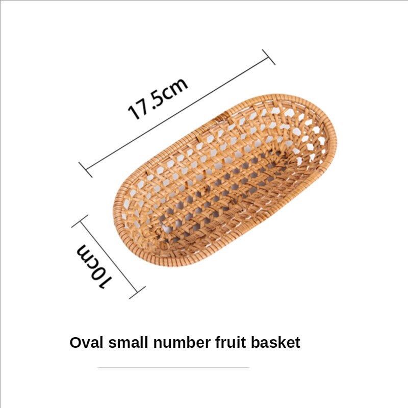 Handmade woven Storage Basket Rattan Storage Tray Wicker Basket Bread Fruit Food Breakfast Picnic Basket Kitchen Storage Basket: oval small