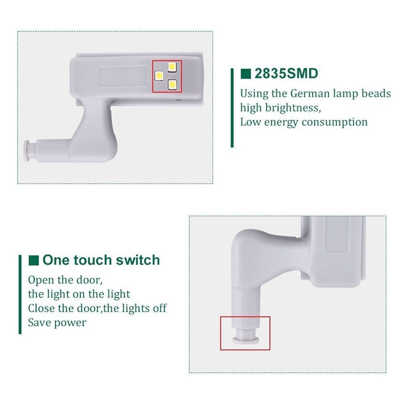 2/5/10 stuks led kastverlichting met aanraaksensor, kast binnenscharnierlamp, kledingkast, nachtlampje, thuiskeuken