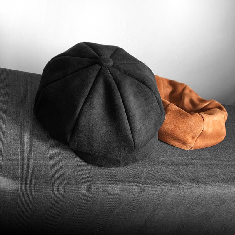 Top grade ruskind retro nyhedsdreng hætter herre overdimensioneret hovedomkreds flade hætter kvinder british gatsby cap efterår vinter hat blm 223