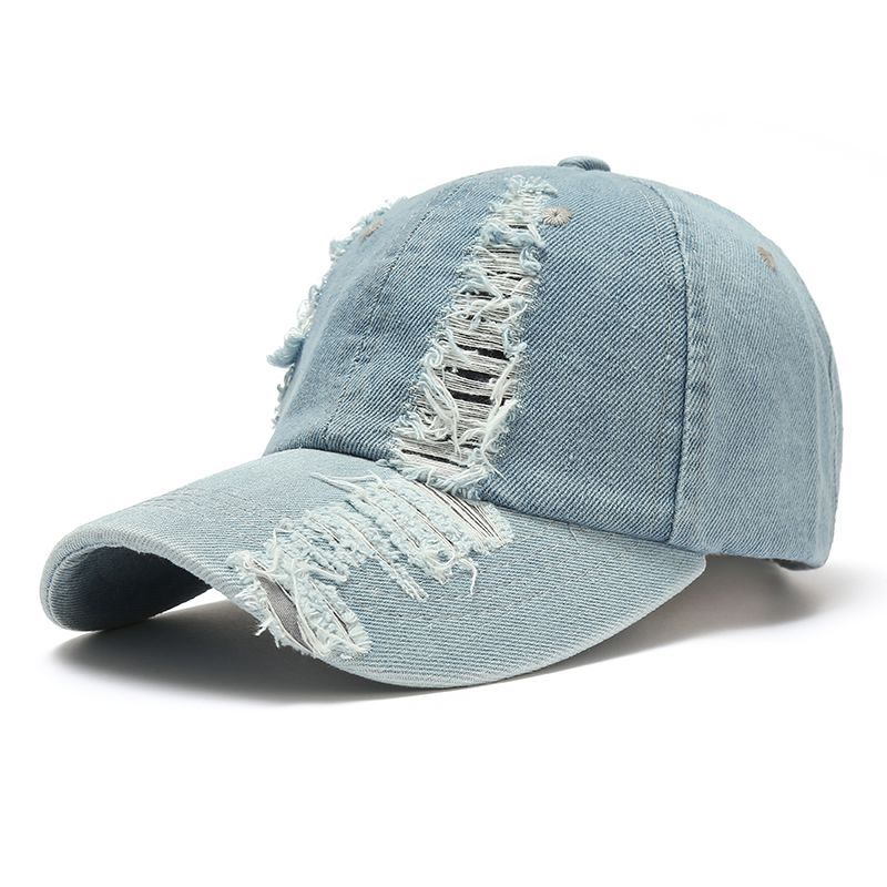 Bonés de beisebol feminino rasgado buraco destruído denim algodão chapéus juventude legal hip hop snapback chapéu de sol outono rua masculina