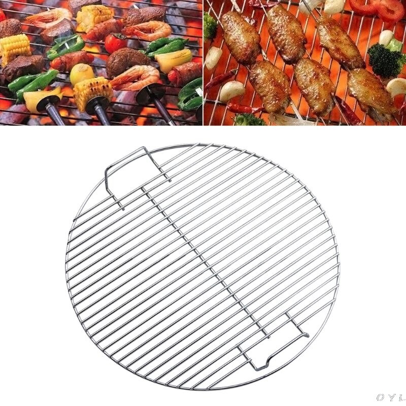 Rund nonstick varmebestandighed rustfrit stål grill mesh grill gitter net køkken madlavning udendørs camping værktøj