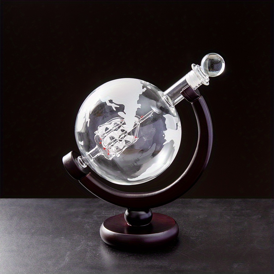 Carafe à whisky Globe, aérateur de vin, ensembles de verres à l'intérieur du cristal avec support en bois fin, carafe à liqueur pour tasse à Vodka, accessoires de Bar: Bleu marine