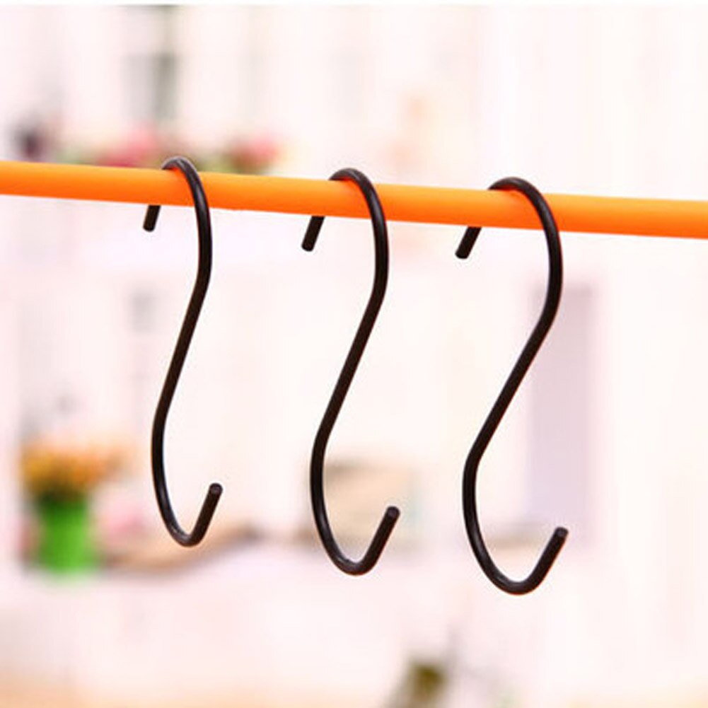 3pcs Rvs S Vormige Haken Keuken Roestvrij S Type Haken Hangers voor Opknoping Pannen Cups Tassen Handdoeken (zwart)